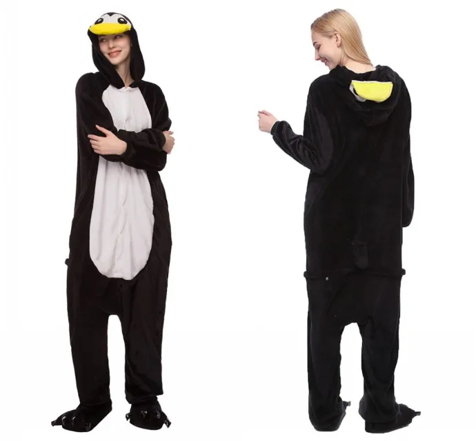mc0654 penguin Осень, унисекс, пижамы с животными для взрослых, аниме, комбинезон, Ститч, единорог, панда, медведь, фланелевая, милая, теплая, косплей, одежда для сна - Цвет: mc0654 penguin