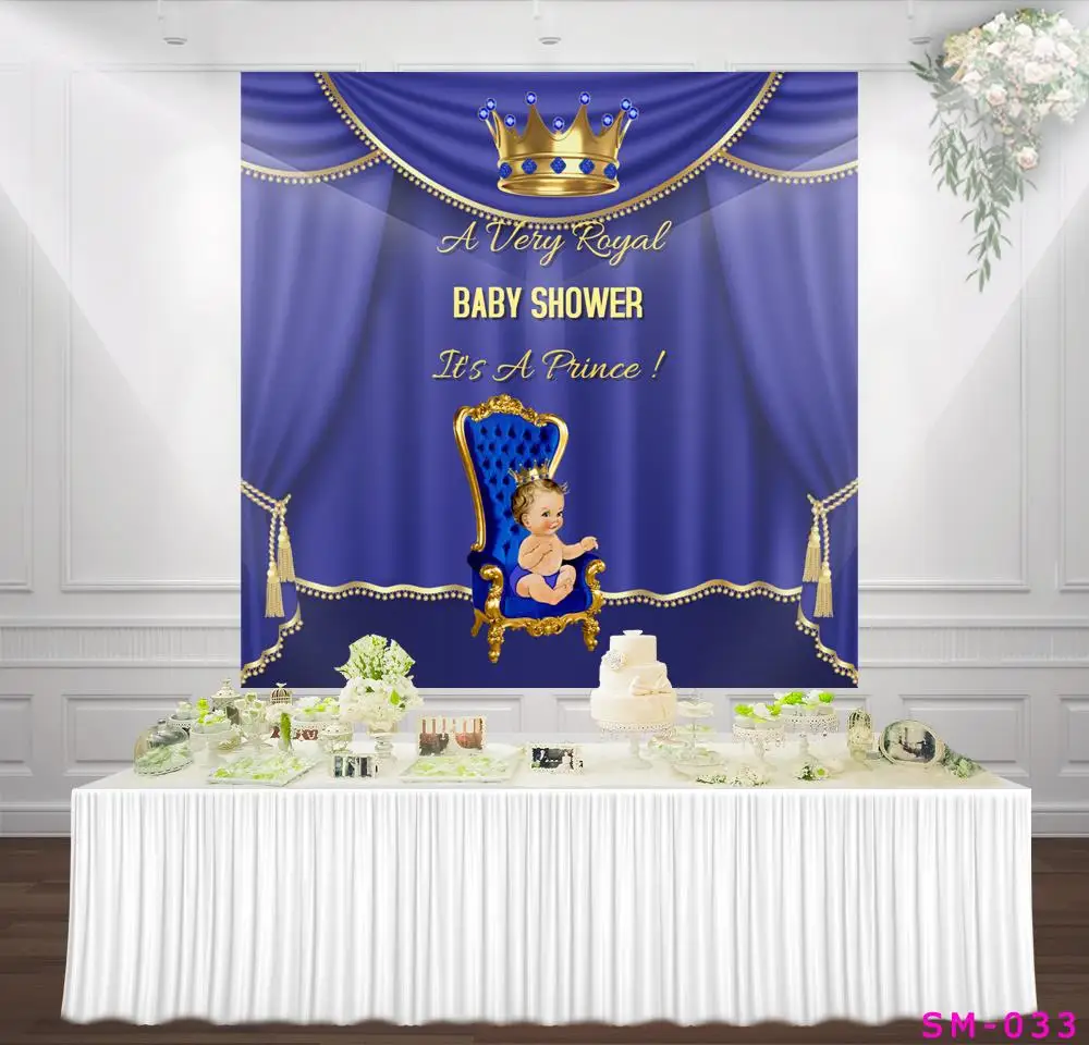 Очень Королевский детский душ фон синий принц мальчик Babyshower Корона театральный