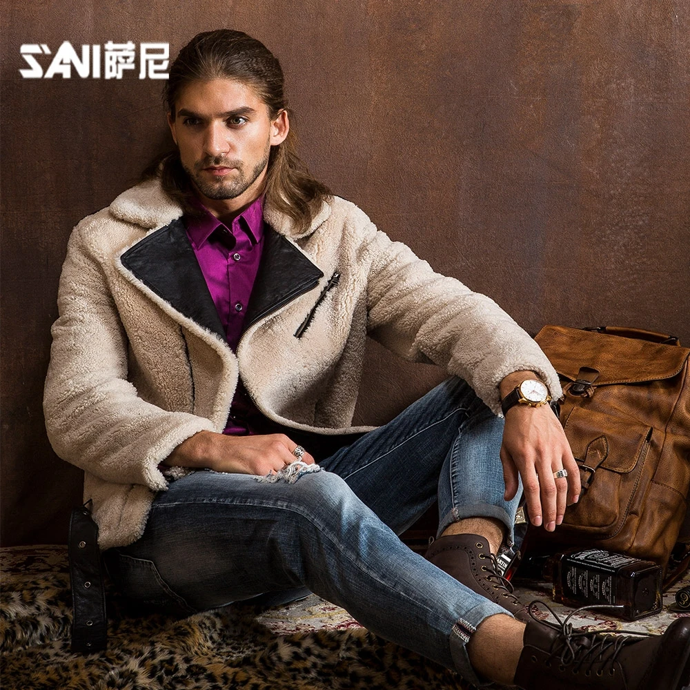 Мужская зимняя модная повседневная одежда из натуральной кожи пальто с мехом
