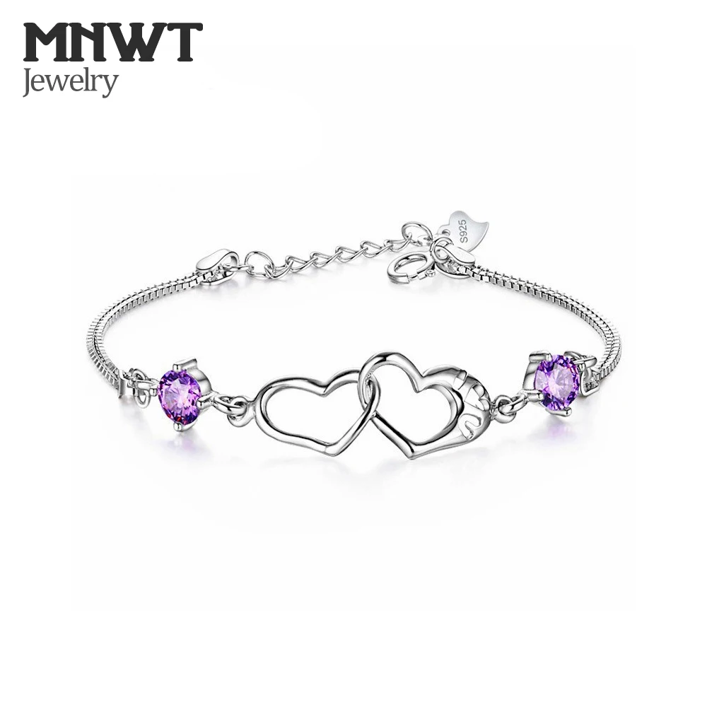 Женские Простые браслеты серебряного цвета MNWT с сердечком из белого и