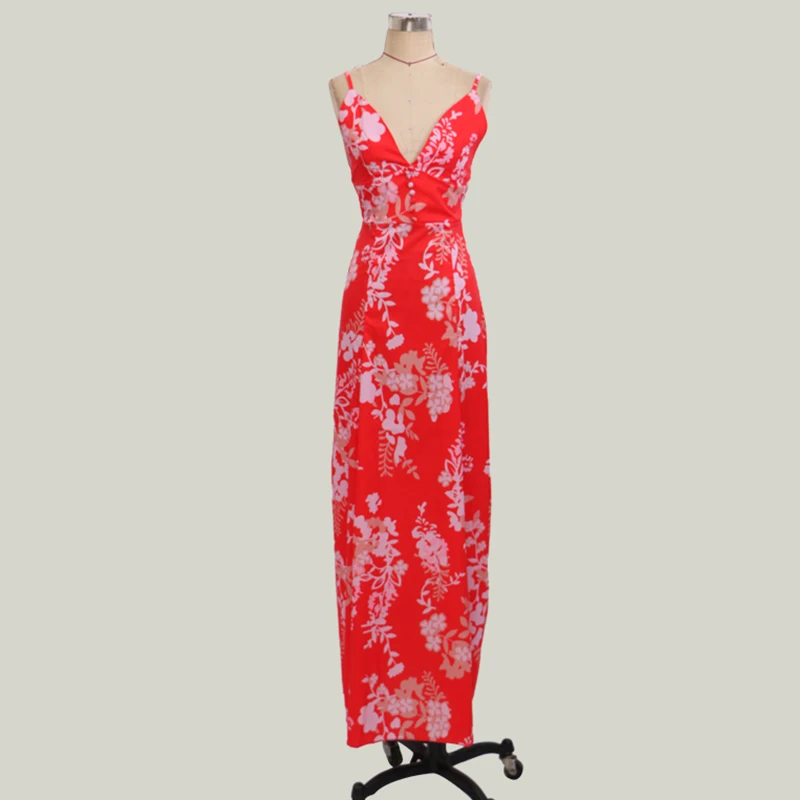 Red Backless floral print long dress 2019 Women Summer Dress Sexy Party Night Bohemian Beach Dresses Elegant Bandage Maxi | Женская
