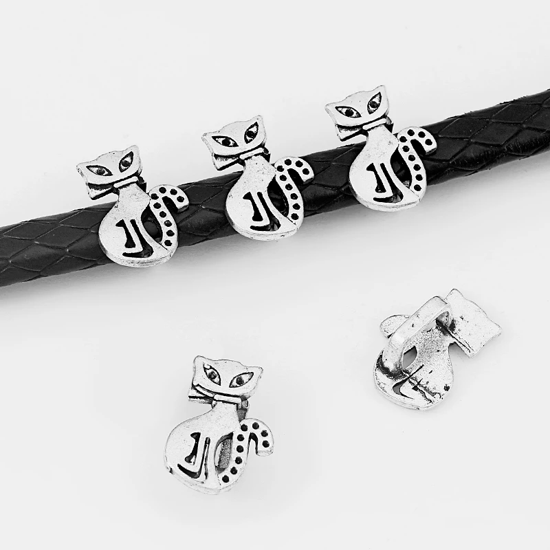 

20 шт. Cat 10x7 мм Slider Spacers Fit 10 мм x 6 мм лакричный кожаный шнур