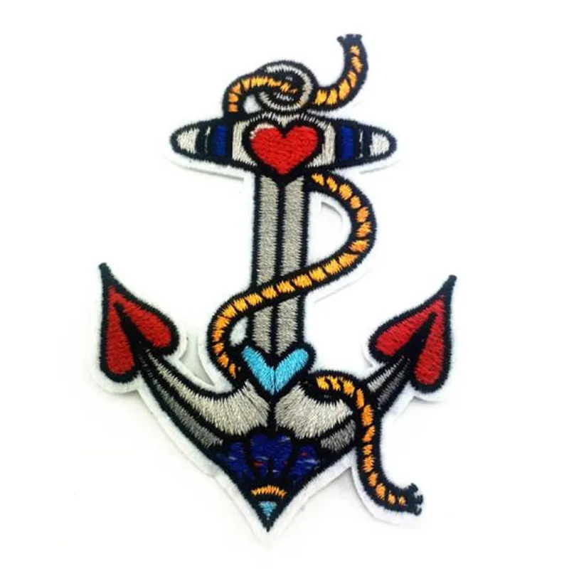 Железные нашивки для одежды футболка 9 см Якорь Сердце Вышивка патч Женская мода