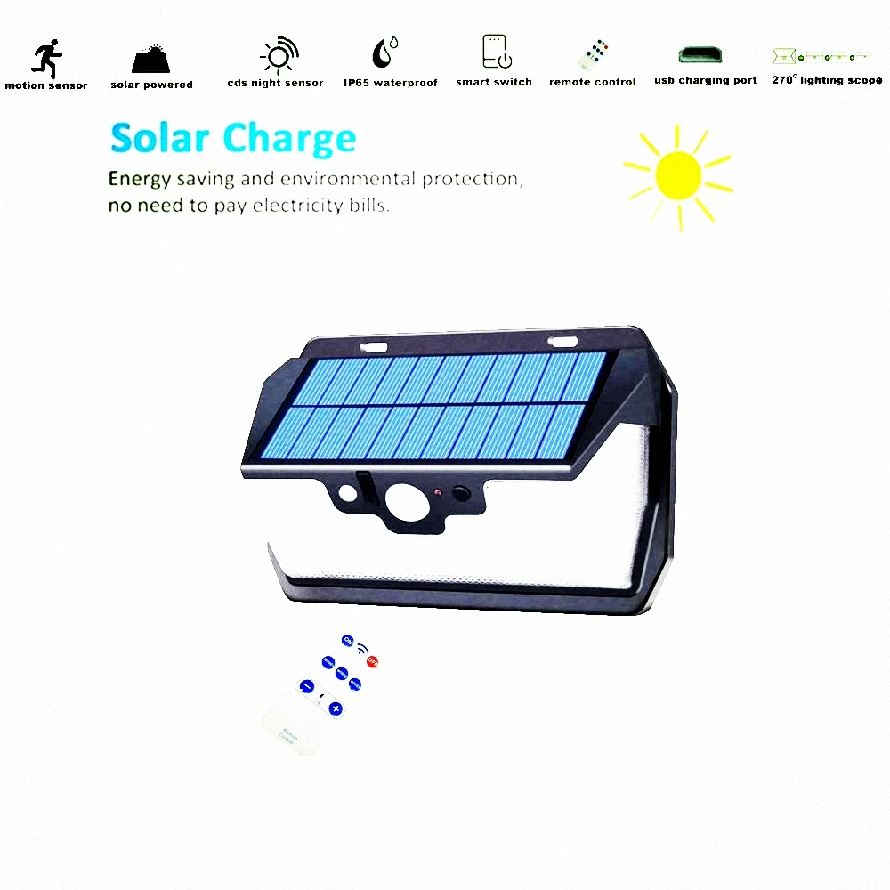 55 leds Solar light remote control radar 3 side lighting usb port Outdoor lamp Garden Yard Emergency landscape camps patio fence | Лампы и