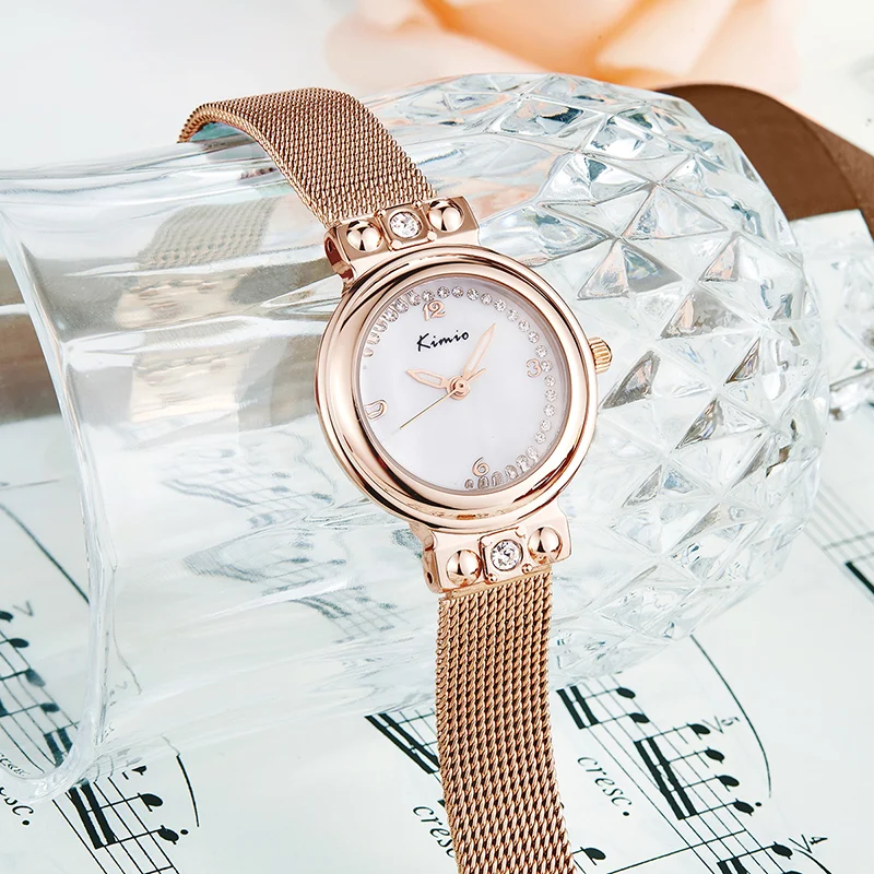 KIMIO женские часы из Миланской сетки плетеные нержавеющей стали браслет платье