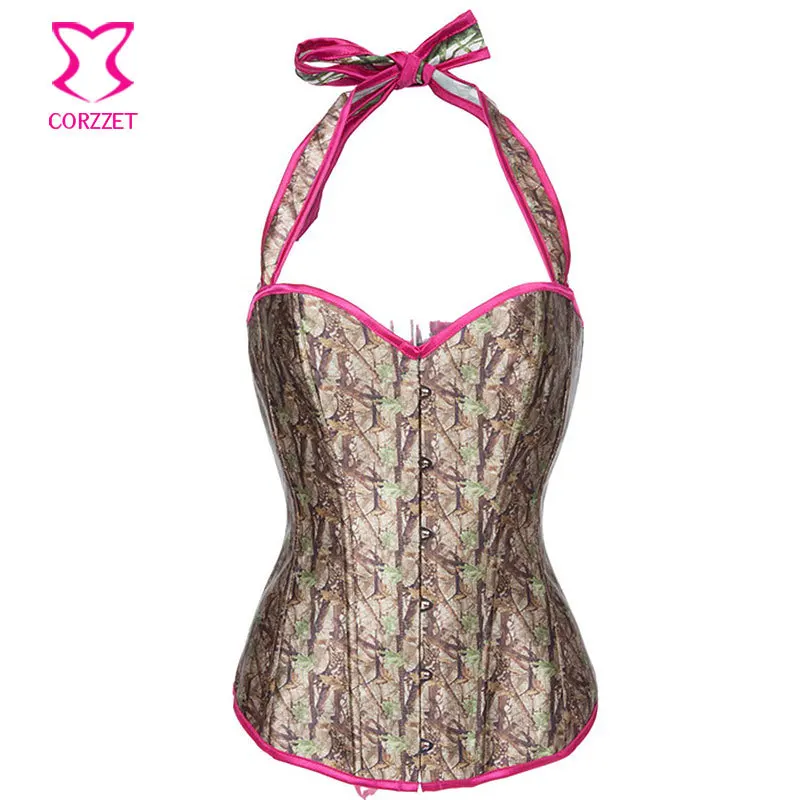 Burlesque корсет Halter Топы готическая одежда Женский для талии и бюстье сексуальные