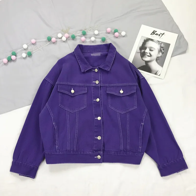 2018 джинсовая куртка Женская Осенняя Новая модная свободная ковбойская женская