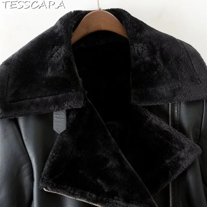 TESSCARA, Женская Осенняя зимняя модная базовая куртка, пальто, женская Высококачественная кожаная замшевая ветровка, верхняя одежда и пальто