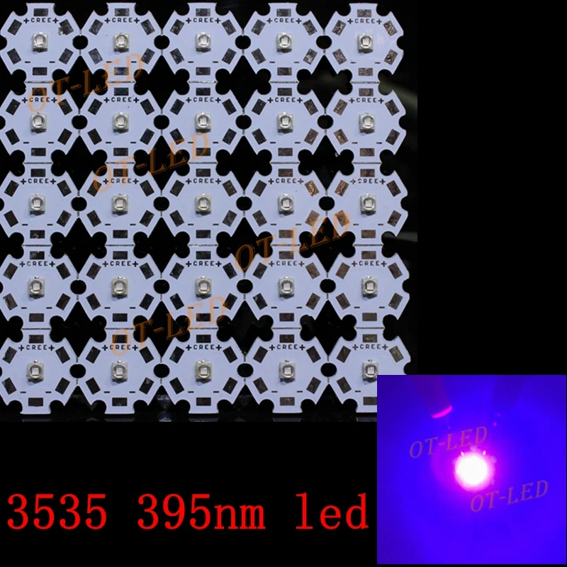 10 шт. 3 Вт UV/ультрафиолетовый сверхмощный 3535 395 400nm высокое Мощность светодиодный