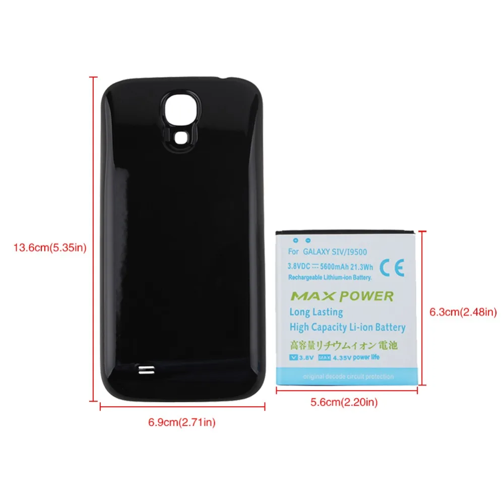 Высококачественный аккумулятор 5600 мАч для телефона Samsung Galaxy S4 i9500 + черный чехол