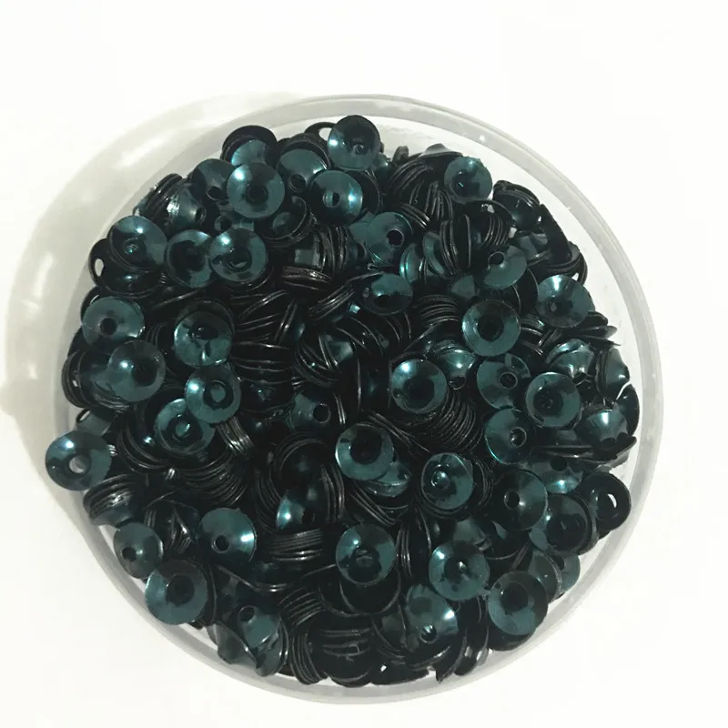 

50g(3000pcs) 6mm CUP Ink Green color Funnel Shape round loose sequins Paillette sewing Wedding craft good quality Free Shipping