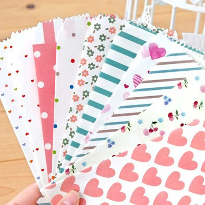 

50pcs Mix Pattern Envelopes Dots Heart Flower Paper Envelopes Colorful Party Gift Bag for Letters Invitations Cards