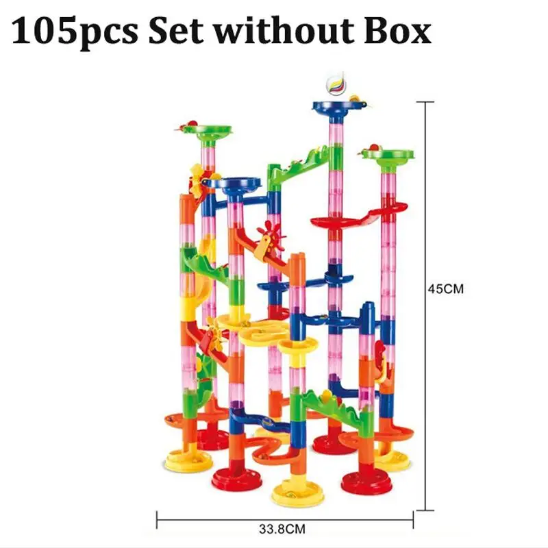 105pcs no box DIY 29/80/105 шт строительные мраморный трек Run трек строительные блоки образовательные театр лабиринт магический шар рулон детские игрушки Рождественский подарок - Цвет: 105pcs no box