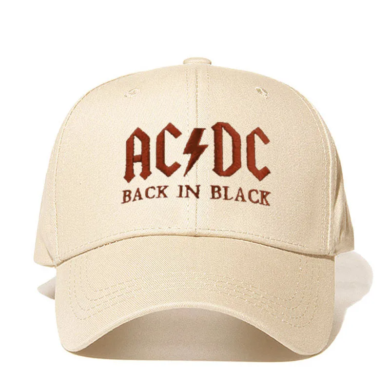 Бейсбольная кепка AC/DC в стиле рок, хип-хоп, Мужская бейсболка с вышитыми буквами, Повседневная Кепка для диджея, рок, папы, Прямая поставка - Цвет: beige brown