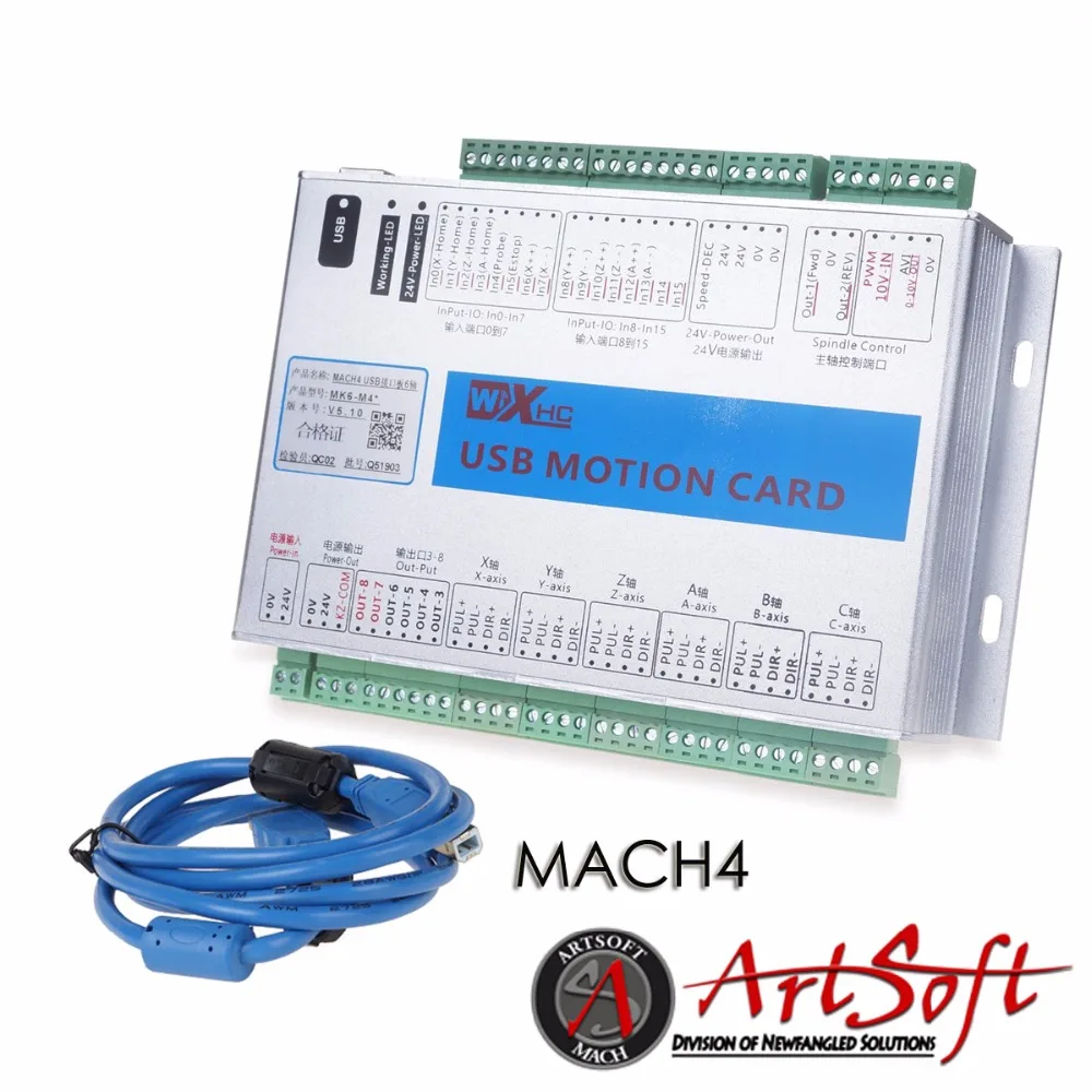 XHC USB 2MHz Mach4 CNC 6 Axis Motion control Card Breakout Board MK6-M4 для машинного центра, гравировальный станок с ЧПУ# SM782@ SD