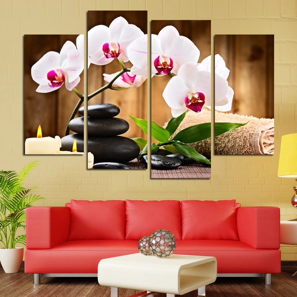 

Canvas Painting Printed Pictures Paints Wall Hanging Canvas Prints Home Decoration Large SPA flower and tone picture