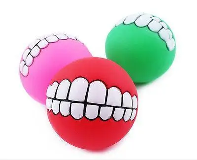 Pets Dog Puppy Cat Ball Teeth Style Toy Silicone Chew Sound Play Tool | Дом и сад