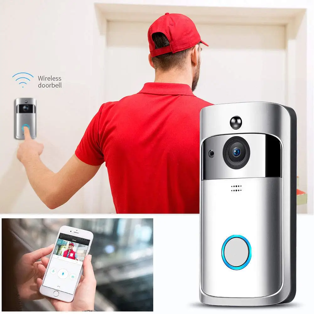 

V5 Wifi Doorbell Camera Smart WIFI Video Intercom Doorbell Video Call for Apartments IR Alarm Wireless Color Len Security Camera