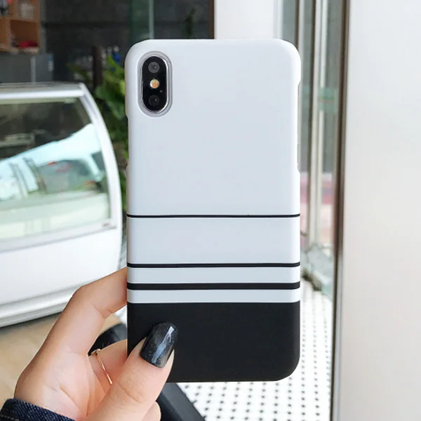 A Чехол для телефона JONSNOW для iPhone 6, 6 S, 7, 8 Plus, XS, XR, XS Max, черный, белый, в клетку, в полоску, с рисунком, PC, жесткая защитная задняя крышка, капа, Fundas - Цвет: A