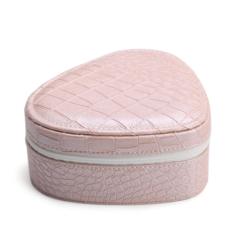 Portable Elegant Heart Shape Women Makeup Cosmetic Organizer Case Red Pink 3 color Mirror Jewelry earring Multilayer Storage Box | Украшения