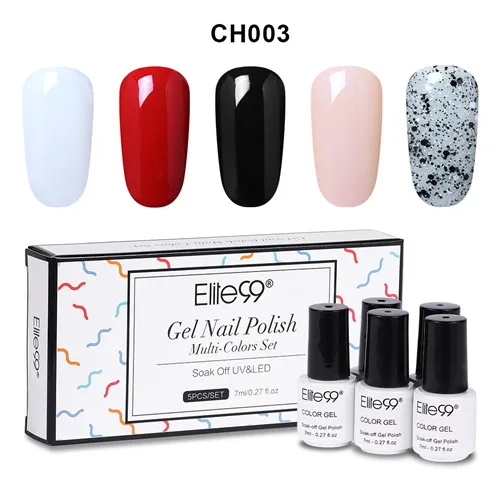 CH003 Elite99 5 шт./лот DIY Гель-лак для ногтей Французский стиль УФ набор гель-лаков для ногтей замачиваемый классический чистый цвет лак для ногтей телесный цвет гель - Цвет: CH003