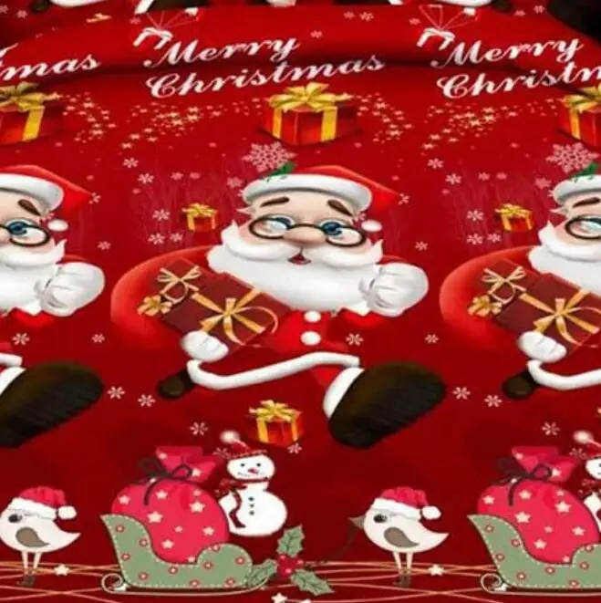 Christmas Happy Santa Gift Quilted Pillow Case Sheets 3D Home Textiles Bedding Set