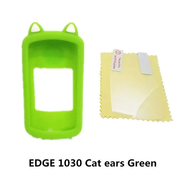 Cat ears Green Garmin EDGE 1030 GPS для велосипеда, код для верховой езды, силиконовый защитный чехол с ушками медведя/кошачьими ушками, фирменный неоригинальный - Цвет: Cat ears Green