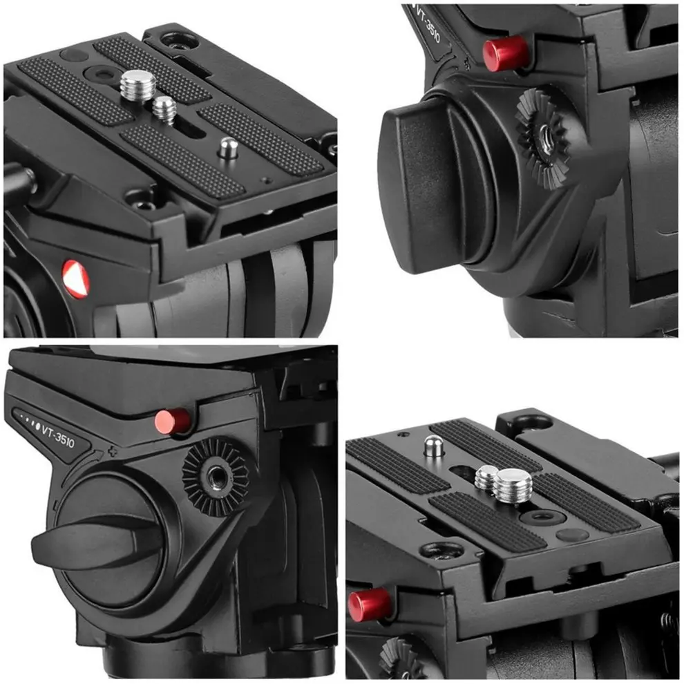 Kingjoy VT-3510 штатив головка из алюминиевого сплава жидкости демпфирующая головка для DSLR камеры с UNC 1/" 3/8" резьбовой штатив аксессуары