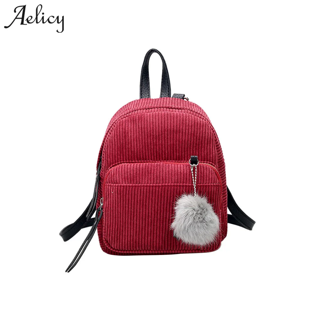 Aelicy Роскошный милый Вельветовый Мини рюкзак женский с помпоном корейский
