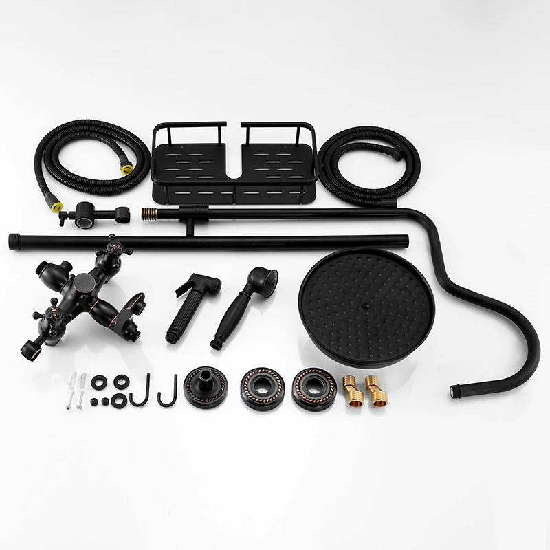 Смеситель для ванной комнаты латунный Однотонный черный душ с масляной краской