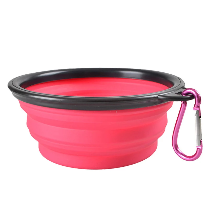 Pink Складная Силиконовая миска для кота, собаки чаша снаряжение Портативный путешествия миска для собаки подачи кошка кормушки посуда миска для домашних животных - Цвет: Pink