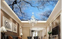 custom photo 3d wallpaper non woven mural blue sky trees snow winter decoration painting picture 3d wall room murals wallpaper