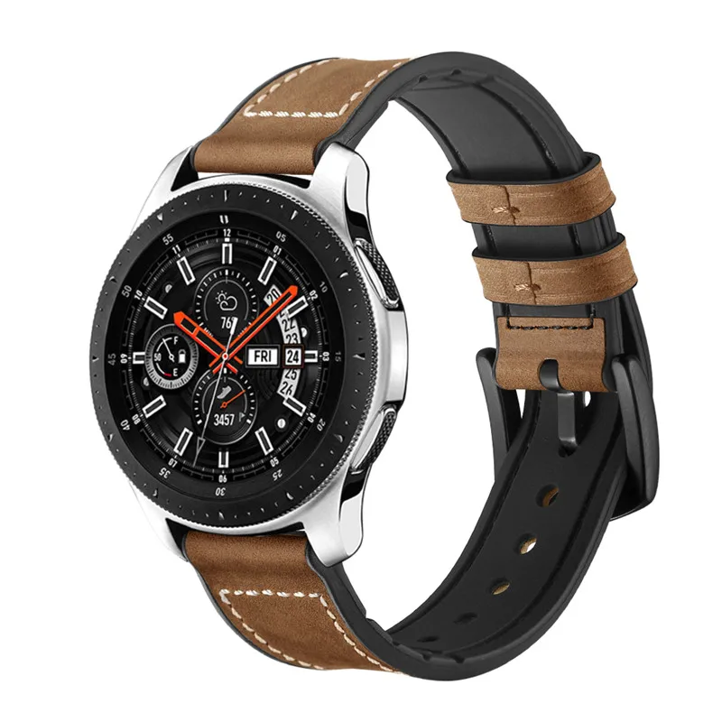 ASHEI 22 мм 20 мм винтажный кожаный ремешок для samsung Galaxy Watch 46 мм 42 мм активный 2 шестерни S3 S2 ремешок с силиконовым внутренним