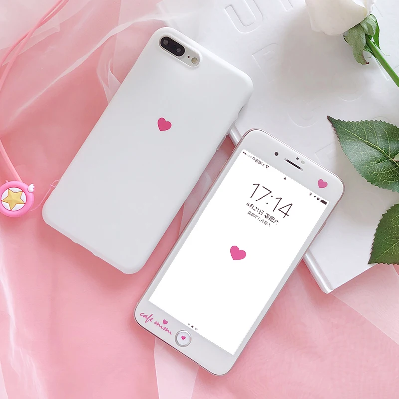 Простая любовь чехол для iPhone 8/7 + Закаленное стекло пленка X 7 8/6 6s plus белый телефона