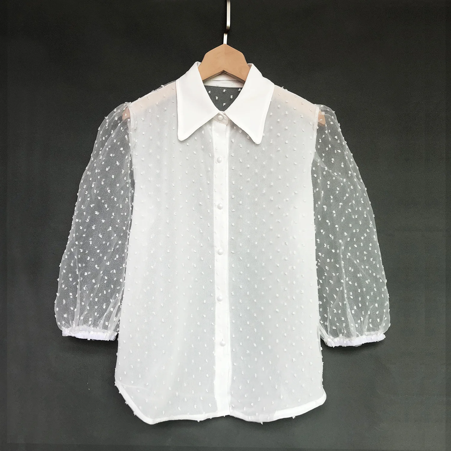 Женская блузка летняя прозрачная с рукавом-фонариком 2019 | одежда