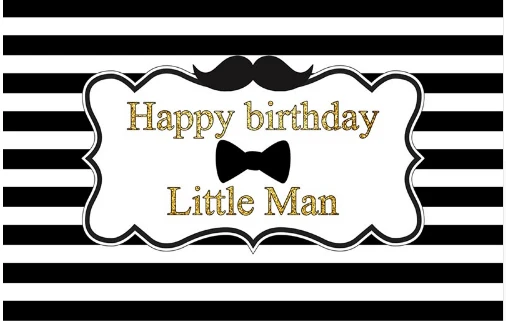 

7x5ft Black Stripes Little Man Happy Birthday Custom Washable Wrinkle Free Photo Studio Background Backdrop Polyester Fabric