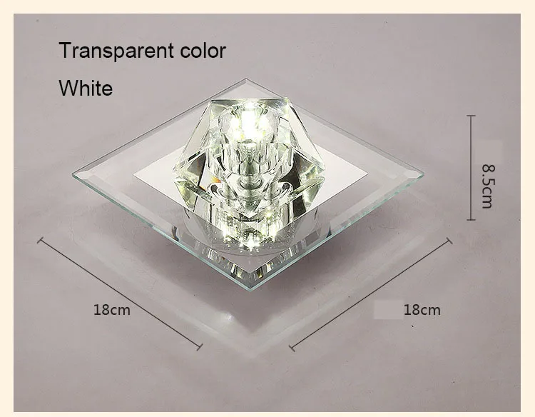Transparent w Креативный квадратный светодиодный потолочный светильник, хрустальная лампа для прихожей, фойе, коридора, встраиваемый/потолочный зеркальный стеклянный потолочный светильник - Цвет корпуса: Transparent w