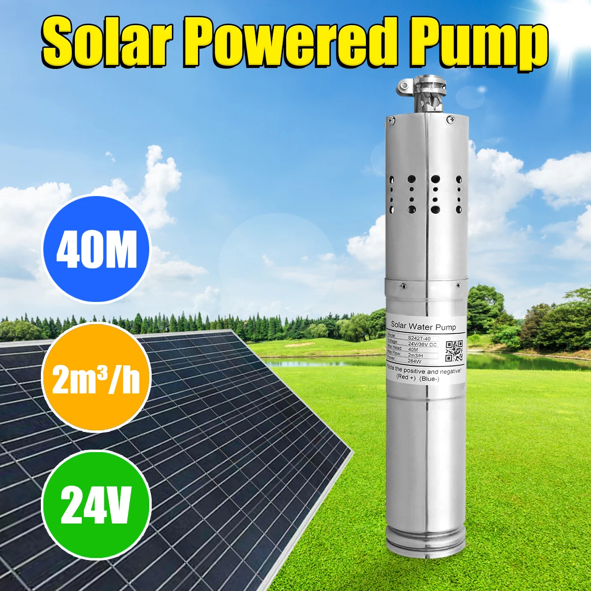 24V DC Submersibel буровая установка для штанговый скважинный насос фермы и ранчо на солнечных батареях насос для сточных вод