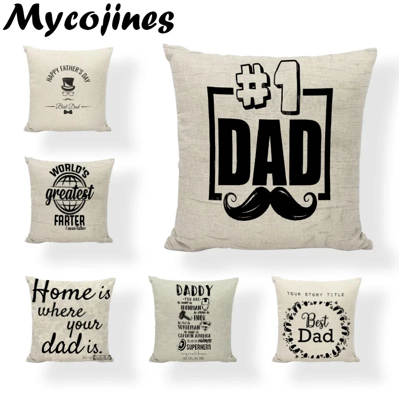 Черно-белая наволочка на День отца Усы с буквами для гостиной диван уличное