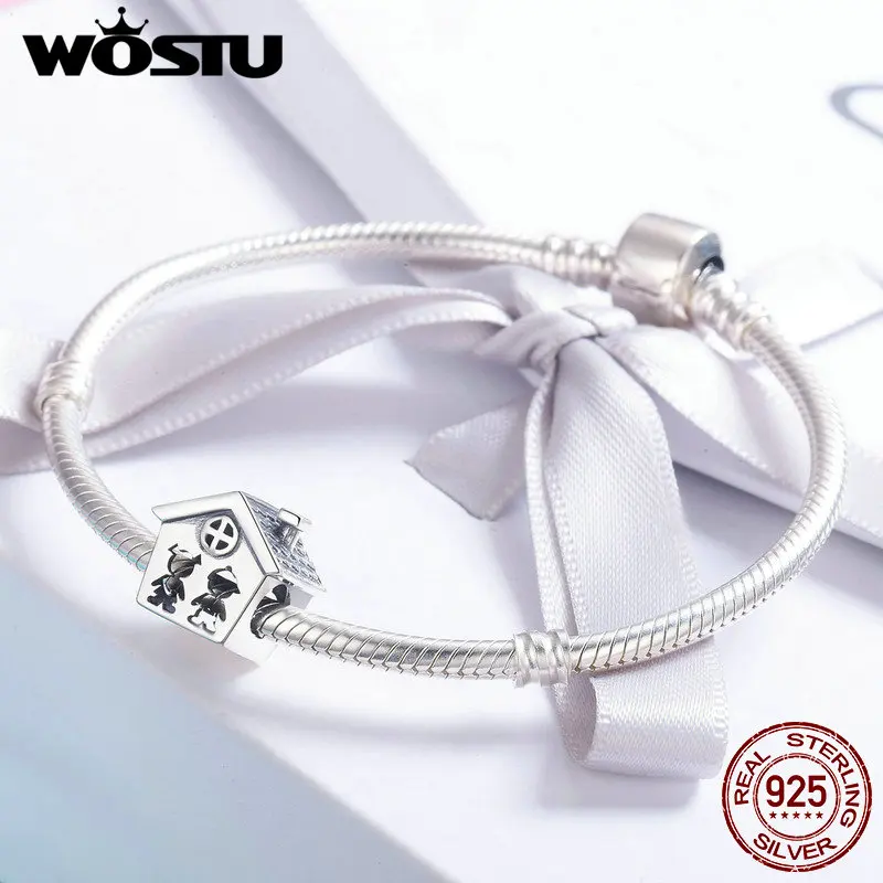 WOSTU Аутентичные 925 пробы Серебряный совершенство сладкий дом семья вместе