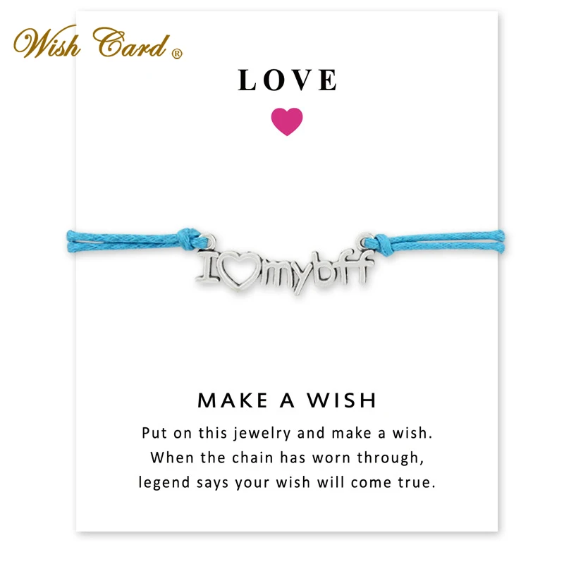 Браслет Wish Card I Love my Bff для женщин лучший подарок очаровательные регулируемые