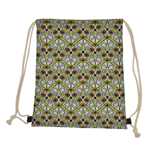 HM5237Z3 Coloranimal Сахарный Череп Кошка Сфинкс принт для женщин мужчин Drawstring сумка детей Mochilas мини рюкзак тренажерный зал мешок строка ежедневно Bagpack - Цвет: HM5237Z3
