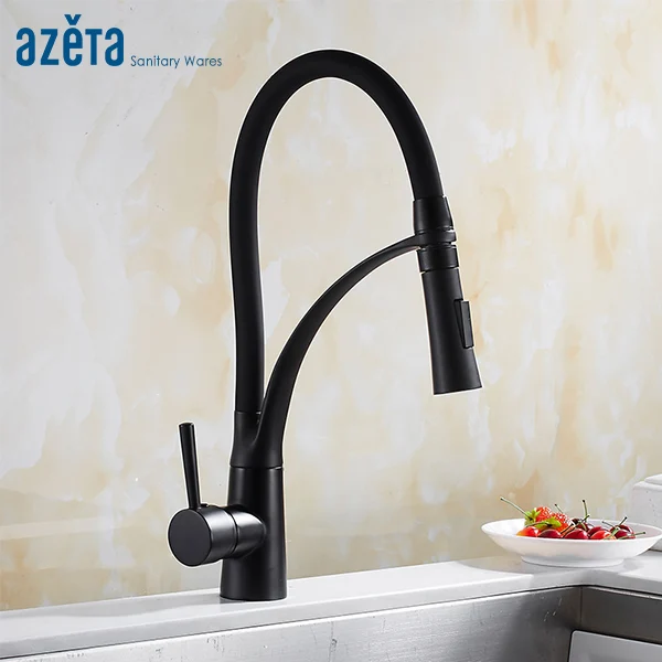 Кухонный Смеситель Azeta AT2288BB выдвижной кран с одной ручкой двойной распылитель