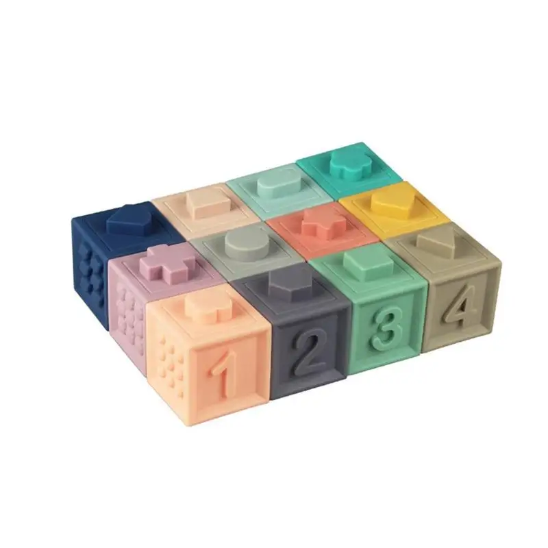 12pcs Мягкая резиновая игрушка-прорезыватель для детей, Набор детских прорезывателей из винила с тиснением, 3D сенсорные мягкие шарики для массажа, PNLO - Цвет: 12pcs