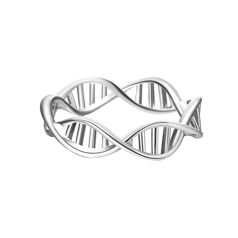 

Drop shipping Handmade Silver Plated DNA Ring 5mm Handcrafted Jewelry Genetics Hot Fashion Rings