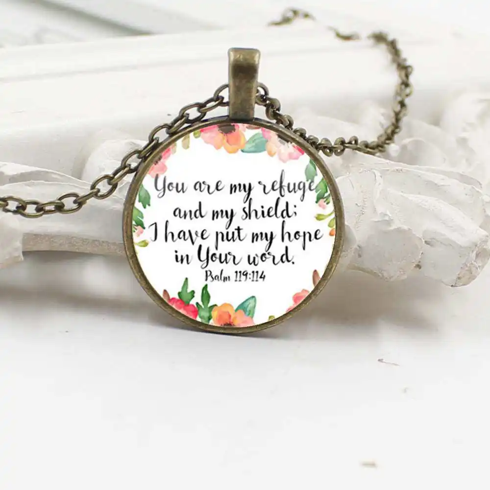 Тепло! Новинка 2019 ожерелье из Библейского Писания стеклянный купол кулон цитаты