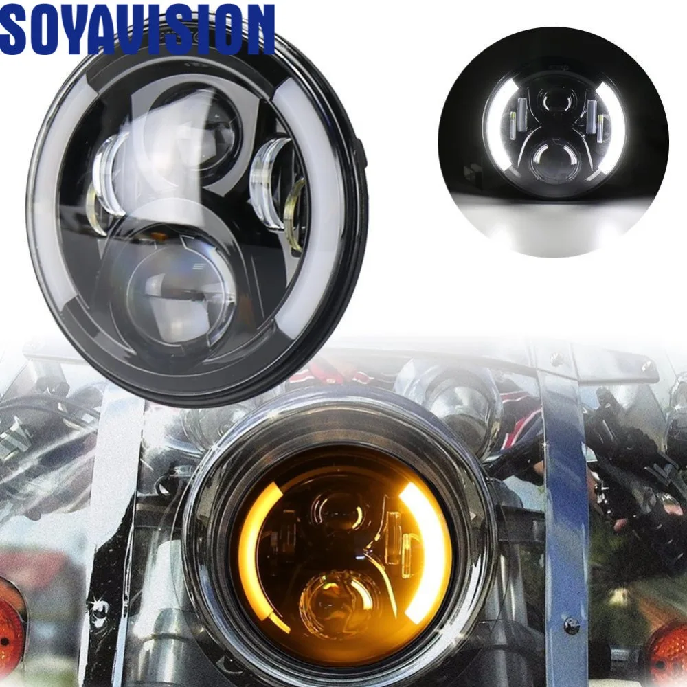 Для Harley Bobber Dyna Honda Suzuki Yamaha Кафе Racer Faro Moto 7 ''мотоцикл фары для автомобиля поворотов янтарный свет лампы