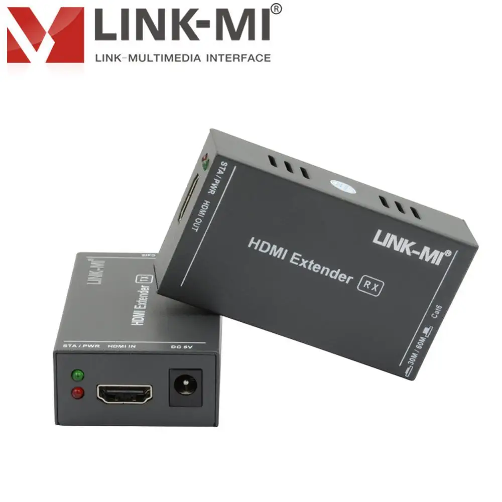 LINK MI 60m HDMI UTP Удлинитель передатчик приемник Full HD 1080P 3D видео 60M с ИК по POE|video