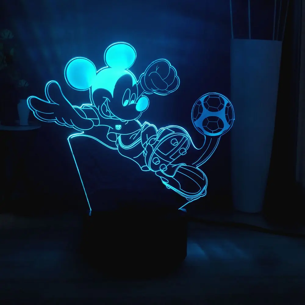 3D детская Ночная лампа с Микки-Маусом игрушечная мышь футбол Dream Master USB в виде героя мультфильма мини сенсорный цветной светодиодный ребенка свет украшения