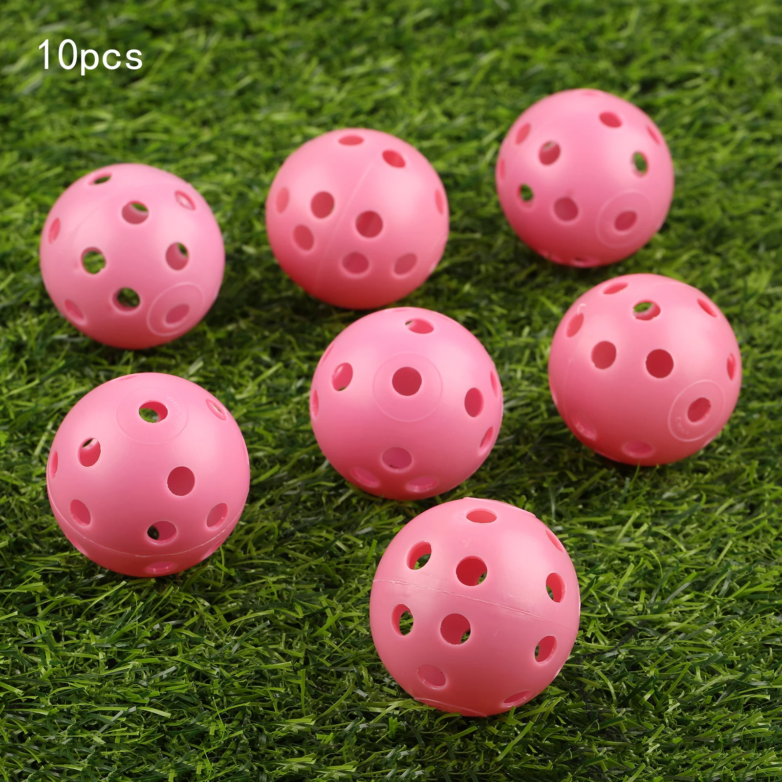 Rose Red Gohantee 10 шт. 41 мм мячи для тренировки гольфа пластиковые воздушные шары полые с отверстием для гольфа наружные мячи для игры в гольф аксессуары для гольфа - Цвет: Rose Red